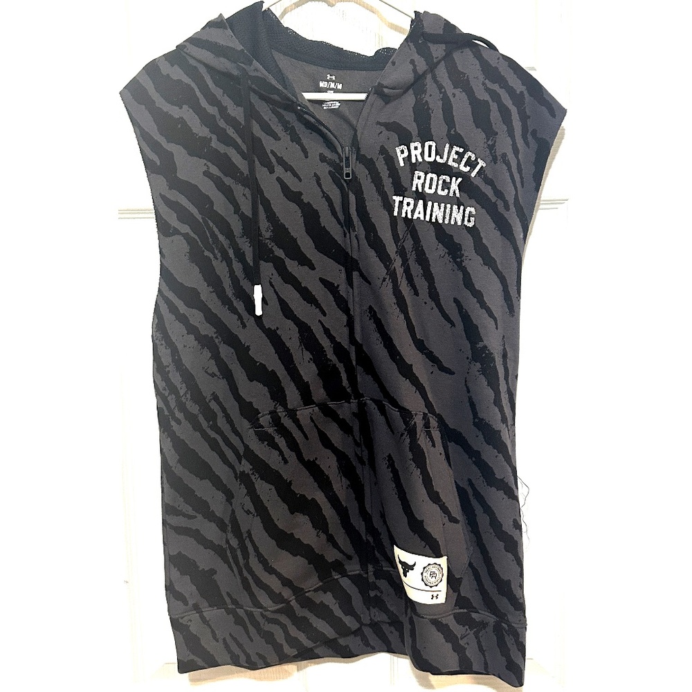 Under Armour Project Rock Rival Fleece Sleeveless Full-Zip 1377444 001 Sz M